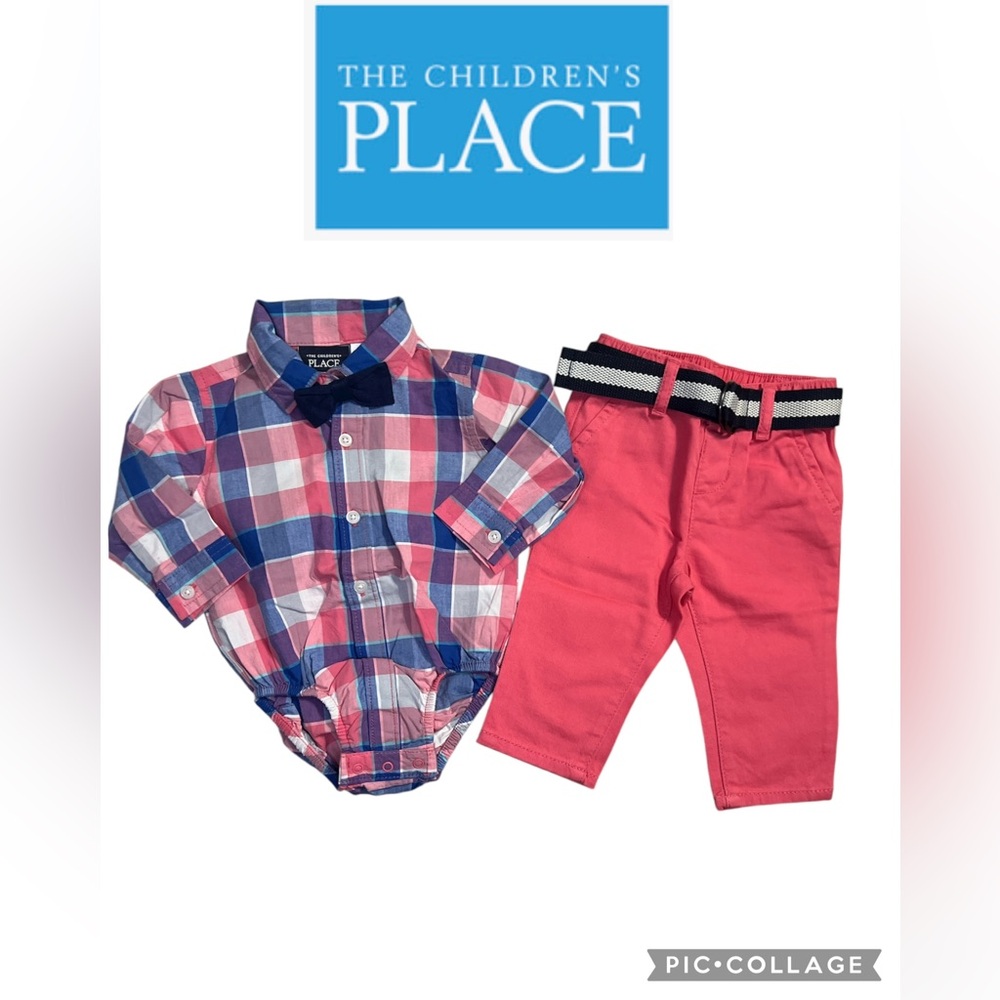 Place Pink and Blue Plaid Button-Down Shirt with Pants